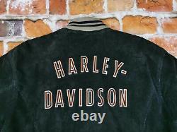 1903 HARLEY DAVIDSON USA Vintage Veste en Cuir Sauvage Noir TailleM Pointe Top