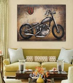 3D Acier Mural Art Peinture Sur Métal Harley Davidson Moto Vélo Neuf Affaire