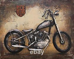 3D Acier Mural Art Peinture Sur Métal Harley Davidson Moto Vélo Neuf Affaire