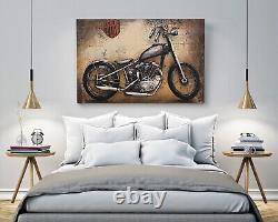 3D Acier Mural Art Peinture Sur Métal Harley Davidson Moto Vélo Neuf Affaire