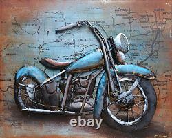 3D Acier Mural Art Peinture Sur Métal Harley Davidson Moto Vélo Neuf Figurine