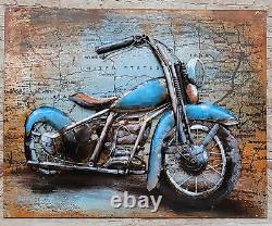 3D Acier Mural Art Peinture Sur Métal Harley Davidson Moto Vélo Neuf Statue