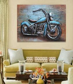 3D Acier Mural Art Peinture Sur Métal Harley Davidson Moto Vélo Neuf Statue