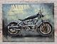 3d Mural Art, Moto, Huile Peinture Harley Davidson Vélo Toile Cadre Figurine