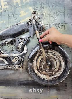3D Mural Art, Moto, Huile Peinture Harley Davidson Vélo Toile Cadre Figurine