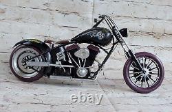 Antique Style 1942 Noir Et Argent Harley Davidson Moto Moteur Vélo Décor