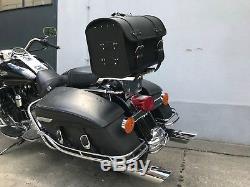Bagages Valise Sacoches de Selle Moto Harley Davidson Chopper Rouleau en Cuir