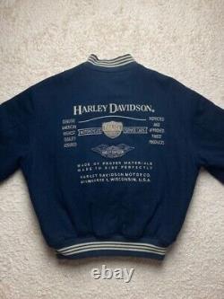 Blouson Teddy / Veste Harley-Davidson vintage collector marine 70% Laine Taille