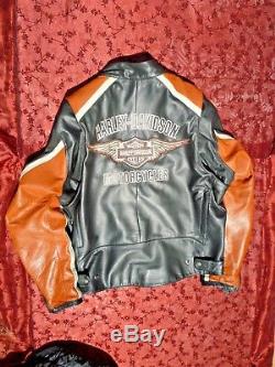 Blouson en cuir de marque Harley Davidson HD Motard Veste Moto Biker Café racer