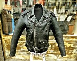 Blouson veste motard moto cuir noir vintage biker HARLEY DAVIDSON taille M