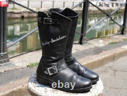 Bottes en cuir moto noir vintage Harley Davidson biker boots numero 38