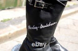 Bottes en cuir moto noir vintage Harley Davidson biker boots numero 38