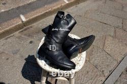 Bottes en cuir moto noir vintage Harley Davidson biker boots numero 38