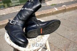 Bottes en cuir moto noir vintage Harley Davidson biker boots numero 38