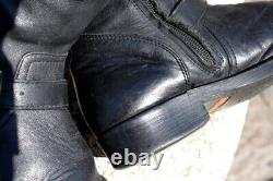 Bottes en cuir moto noir vintage Harley Davidson biker boots numero 38