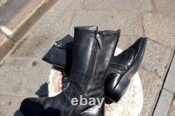 Bottes en cuir moto noir vintage Harley Davidson biker boots numero 38