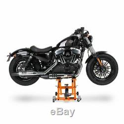 Cric Moto á Ciseaux XL pour Harley Davidson Cross Bones orange Lève Hydraulique