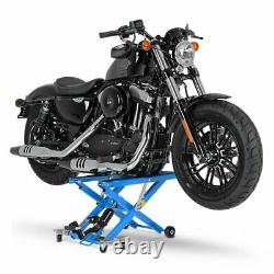 Cric Moto á Ciseaux XL pour Harley Davidson Street 500 bleu Lève Hydraulique