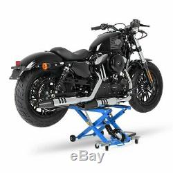 Cric Moto á Ciseaux XL pour Harley Davidson V-Rod bleu Lève Hydraulique