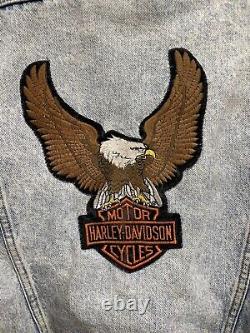 Délavé 1990s Harley Davidson Motos Levis Délavé Jeans Veste Taille M
