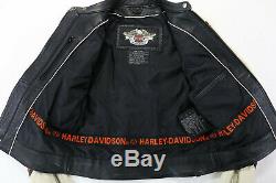 Femmes Harley Davidson Cuir Veste M Stylet 97120-07VW Noir Crème Orange Barre