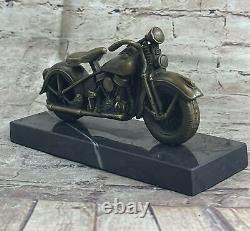 Fonte Harley Davidson Hog Moto Vélo Véritable Bronze Sculpture Statue Figurine