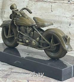 Fonte Harley Davidson Hog Moto Vélo Véritable Bronze Sculpture Statue Figurine
