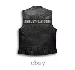 Gilet de motard moto véritable homme Harley Davidson cuir noir moto hommes