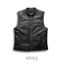 Gilet de motard moto véritable homme Harley Davidson cuir noir moto hommes