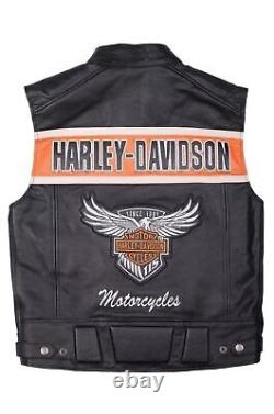 Gilet de motard noir Harley Davidson moto homme à lien de passage pour hommes