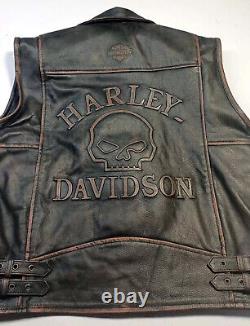 Gilet en cuir véritable motard Harley Davidson pour homme moto articulé vieilli