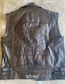 Gilet en cuir véritable motard Harley Davidson pour homme moto articulé vieilli