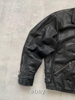 HARLEY DAVIDSON vintage Heavy Leather Moto Veste Noire Grand Logo Taille XL