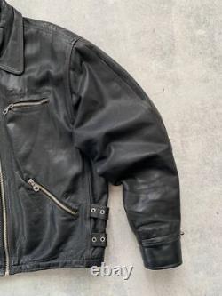 HARLEY DAVIDSON vintage Heavy Leather Moto Veste Noire Grand Logo Taille XL