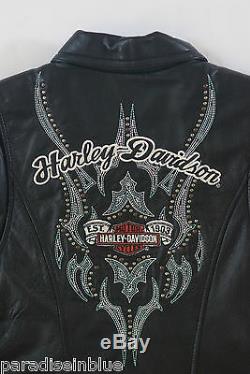 Harley Davidson Femme Cascade Veste Cuir Turquoise Tribal 97007-08VW S Rare