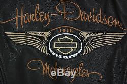 Harley Davidson Femmes 110th Anniversaire Cuir Noir Veste M 97148-13VW Rare