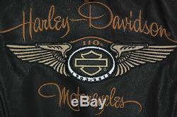 Harley Davidson Femmes 110th Anniversaire Noir Veste Cuir 1W 97148-13VW Rare