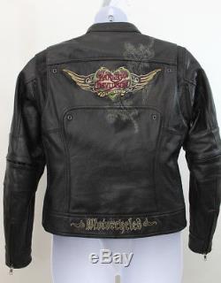 Harley Davidson Femmes Noir Veste Moto Evangeline 97155-07VW TAILLE L