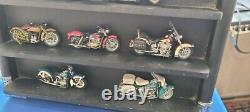 Harley Davidson Franklin Mint Miniature 1/24 Moto Lot De 10 Avec / Vitrine