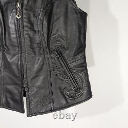 Harley Davidson Gilet femme en cuir taille S vêtements de moto noirs