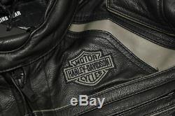 Harley Davidson Hommes Médaillon Réfléchissant Noir Veste Cuir M L 2XL