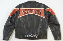 Harley Davidson Hommes Moteur de Course Oarnge Rayure Veste Cuir L 98018-10VM