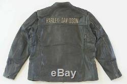 Harley Davidson Hommes Moyen Délavé Charbon Veste Cuir 98108-16VM M L 2XL
