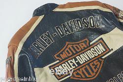 Harley Davidson Hommes Prestige Cuir USA Fabriqué Veste Barre & Bouclier
