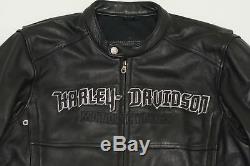 Harley Davidson Hommes Rushmore Crâne Noir Veste Cuir L Réfléchissant 97188-10VM