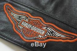 Harley Davidson Hommes USA Fabriqué Indépendance Cuir Noir Veste B&S L