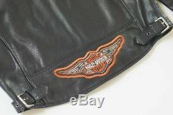 Harley Davidson Hommes USA Fabriqué Indépendance Cuir Noir Veste B&S L
