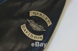Harley Davidson Hommes Vintage Cruiser en Relief Aigle Métal Badge Cuir Veste M