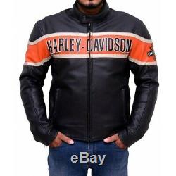 Harley Davidson Look Homme Veste Cuir Style Motard Moto Veste Aviateur