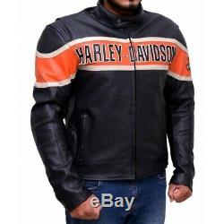 Harley Davidson Look Homme Veste Cuir Style Motard Moto Veste Aviateur
